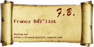 Francz Bálint névjegykártya